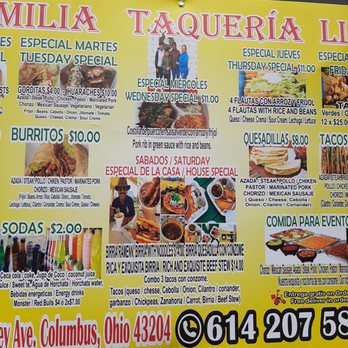 Two Brothers Taqueria - a menu for a mexican restaurant - Tacos Near Me - Columbus, Ohio