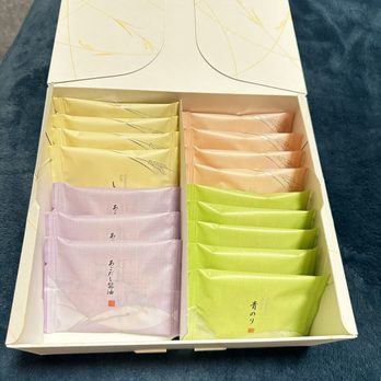 K. Minamoto - Rice cracker Set Shoyu (soy sauce) Ume (Plum) Aonori (Seaweed) Shio (Salt) - Desserts Near Me - Los Angeles, California K. Minamoto - Rice cracker Set Shoyu (soy sauce) Ume (Plum) Aonori (Seaweed) Shio (Salt) - Desserts Near Me - Los Angeles, California