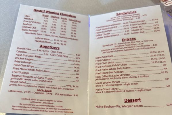 Menu photo 7 Gilbert's Chowder House Portland, ME