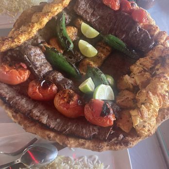 Atlas Mediterranean Kitchen - Family style mixed kabob plate - Mediterranean Near Me - Simi Valley, California Atlas Mediterranean Kitchen - Family style mixed kabob plate - Mediterranean Near Me - Simi Valley, California