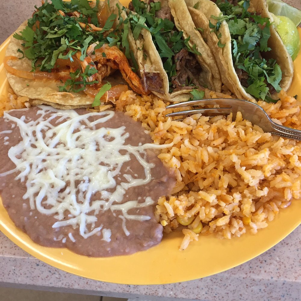 Taqueria Jalisco - Tinga on left, carnitas (2) on right - carnitas win! - Mexican Near Me - Middleton, Wisconsin