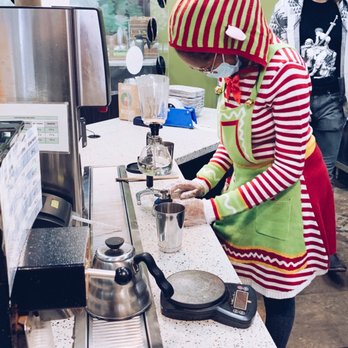 Zingerman's Coffee Co - Elf brewing my coffee with a siphon pot - Coffee & Tea Near Me - Ann Arbor, Michigan