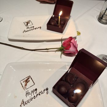 Fleming’s - They gave us chocolate truffles to celebrate along with champagne - Steakhouses Near Me - Orlando, Florida