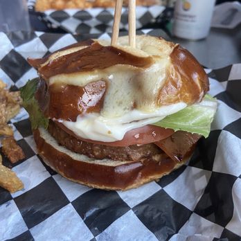 Stray Dog - Beyond Stuffed Pretzel Burger - New American Near Me - Minneapolis, Minnesota Stray Dog - Beyond Stuffed Pretzel Burger - New American Near Me - Minneapolis, Minnesota