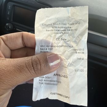 Elegant Touch - Receipt - Nail Salons Near Me - Rancho Cucamonga, California Elegant Touch - Receipt - Nail Salons Near Me - Rancho Cucamonga, California