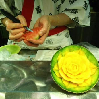 Mandarin Restaurant - Mukimono (fruit carving) in action - Chinese Near Me - Markham, Ontario