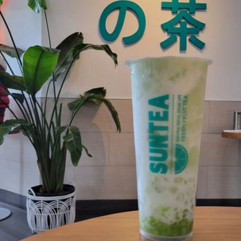 Sun Tea - I tried the May special for 20% off. Honeydew Melon slush with tea and coconut milk. So good! - Bubble Tea Near Me - Richmond, British Columbia
