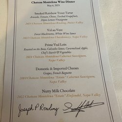 Saint Louis Club - Wine dinner pairings menu