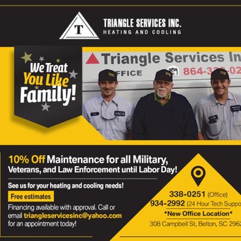 Triangle Services - Heating & Air Conditioning/HVAC Near Me - Belton, South Carolina Triangle Services - Heating & Air Conditioning/HVAC Near Me - Belton, South Carolina