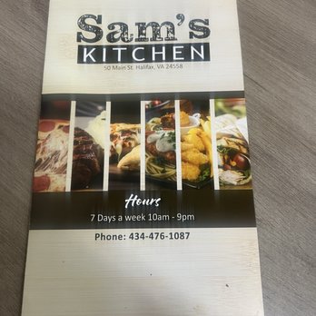 Sam's Kitchen - Nice looking menu - Bakeries Near Me - Halifax, Virginia Sam's Kitchen - Nice looking menu - Bakeries Near Me - Halifax, Virginia