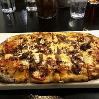 Pizzicata - Atomica pizza- crust was burnt and so hard it was almost inedible.  very dry. - Pizza Near Me - Mesa, Arizona