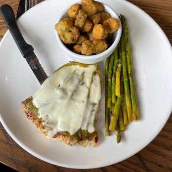 11|17 - Monterey Grilled Chicken Breast with okra and asparagus - New American Near Me - McKinney, Texas 11|17 - Monterey Grilled Chicken Breast with okra and asparagus - New American Near Me - McKinney, Texas