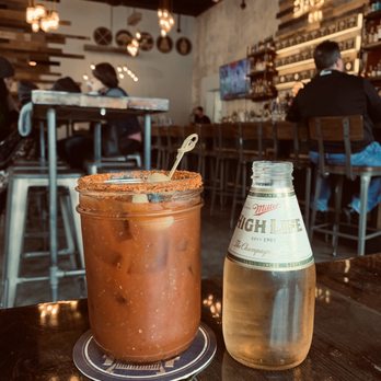 Basin 141 - Bloody Mary with a Miller high life - Gastropubs Near Me - Monrovia, California