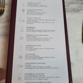Imperfecto - Cocktail menu - June 2025 - Cocktail Bars Near Me - Washington, DC, District of Columbia