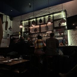 Interior of bar at Cafe Rue Dix.