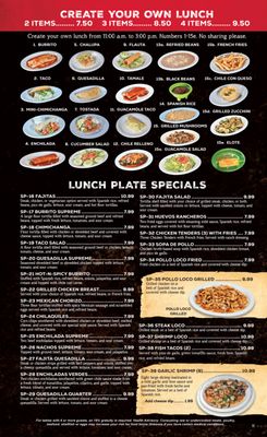Menu photo 2  Los Toreros Mexican Grill Prattville, AL