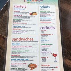 Paradise Bistro Bar & Grill - Menu