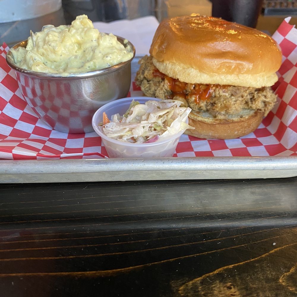 Pig & Brew - NC Pork BBQ sandwich and potato salad - Barbeque Near Me - Richmond, Virginia Pig & Brew - NC Pork BBQ sandwich and potato salad - Barbeque Near Me - Richmond, Virginia