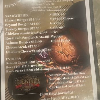 Burner's Bar & Grill - Menu - Comfort Food Near Me - Indian Head, Maryland Burner's Bar & Grill - Menu - Comfort Food Near Me - Indian Head, Maryland