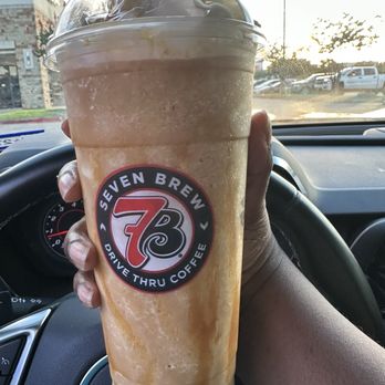 7 Brew Coffee - Large Cookie butter frozen latte add caramel..it was ok - Coffee & Tea Near Me - Tomball, Texas