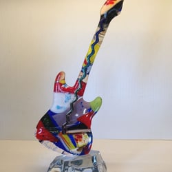 Keller Art Glass - Big Twang Theory  14" tall    Fused Glass Guitar