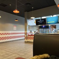 Shalimar - The walk-up service counter and the Five Guys tiling...yeek! The antithesis of what the name "Shalimar" brings to mind.
