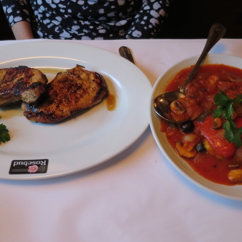 Rosebud - Pork chops, with bell pepper/mushroom sauce on the side - Italian Near Me - Chicago, Illinois Rosebud - Pork chops, with bell pepper/mushroom sauce on the side - Italian Near Me - Chicago, Illinois