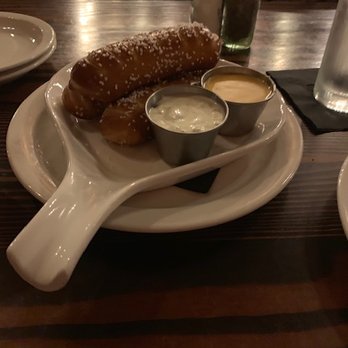Gigglewaters - Pretzel loaf with dipping sauces- we did blue cheese and beer cheese - American Near Me - Safety Harbor, Florida