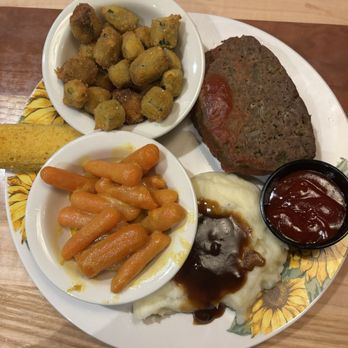 Ramsey’s Diner - Masterson Station - Meatloaf with mashed potatoes and gravy, honey mustard carrots, and fried okra - Bars Near Me - Lexington, Kentucky Ramsey’s Diner - Masterson Station - Meatloaf with mashed potatoes and gravy, honey mustard carrots, and fried okra - Bars Near Me - Lexington, Kentucky
