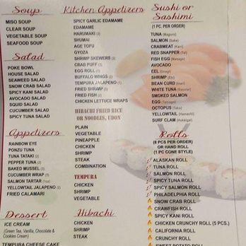Ohayo Sushi - This menu has all the food you can order - Sushi Bars Near Me - Webster, Texas