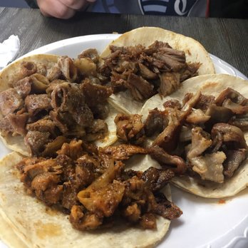 Tacos El Costalilla - My friends plate of carnitas, buche, pastor and crispy tripa. - Mexican Near Me - Woodbridge, Virginia Tacos El Costalilla - My friends plate of carnitas, buche, pastor and crispy tripa. - Mexican Near Me - Woodbridge, Virginia