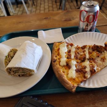 Casa Theodoro - My lunch, chicken w/ white sauce slice & Chicken Caesar Wrap - Pizza Near Me - Woodside, New York Casa Theodoro - My lunch, chicken w/ white sauce slice & Chicken Caesar Wrap - Pizza Near Me - Woodside, New York