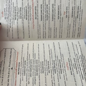 Sisters Thai Kitchen - Inside of gluten free menu - Thai Near Me - Roseville, California Sisters Thai Kitchen - Inside of gluten free menu - Thai Near Me - Roseville, California