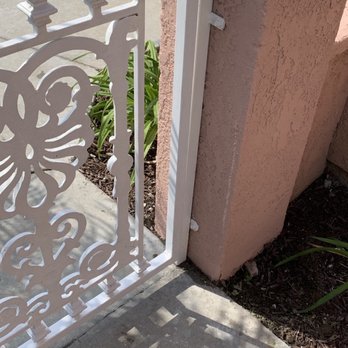 Orange County Fence and Gate - After. gate latch, brick replaced, repaired and paint job on both - Fences & Gates Near Me - Orange, California Orange County Fence and Gate - After. gate latch, brick replaced, repaired and paint job on both - Fences & Gates Near Me - Orange, California