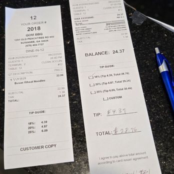 Gom K Bbq - The bill and the order number. - Korean Near Me - Suwanee, Georgia Gom K Bbq - The bill and the order number. - Korean Near Me - Suwanee, Georgia