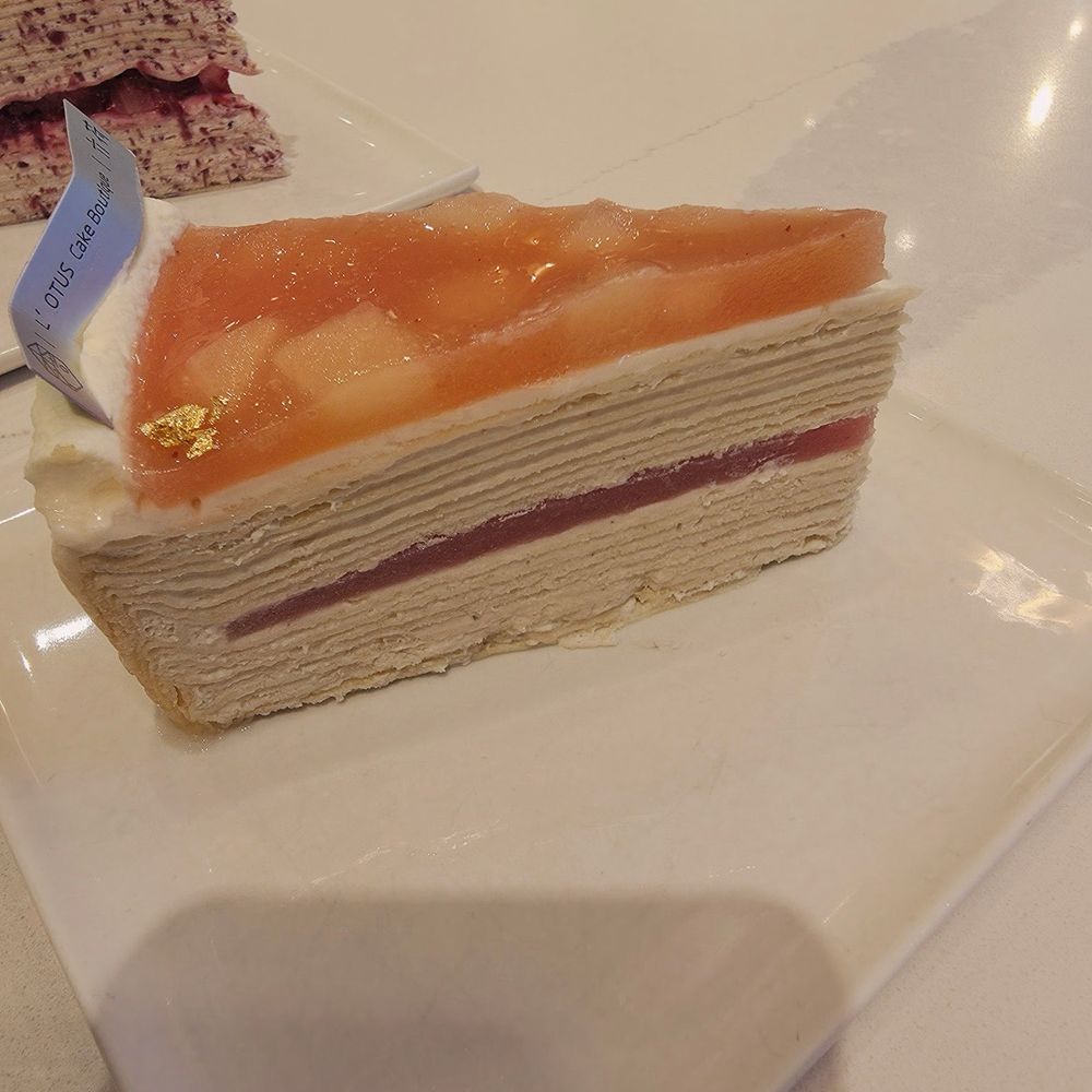 L'otus Cake Boutique - Peach oolong crepe cake. Another new addition - Patisserie/Cake Shop Near Me - Burnaby, British Columbia L'otus Cake Boutique - Peach oolong crepe cake. Another new addition - Patisserie/Cake Shop Near Me - Burnaby, British Columbia