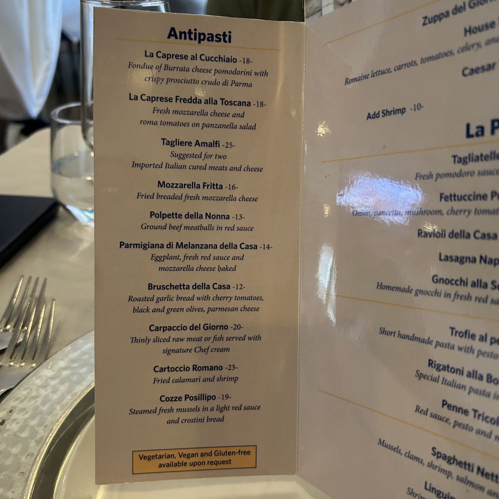 Casa Cosenza - Menu-GF not marked but notation to make request. - Italian Near Me - Oldsmar, Florida