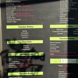 Taestea Boba - Menu