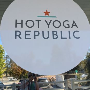 Hot Yoga Republic - Sign on the windows - Yoga Near Me - San Rafael, California