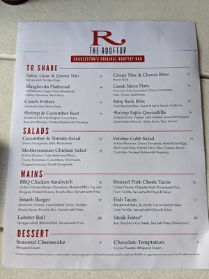 Menu photo 1 The Rooftop at the Vendue Charleston, SC Menu photo 1 The Rooftop at the Vendue Charleston, SC