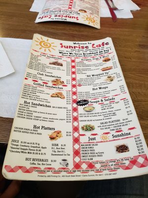 Menu photo 1 Sunrise Cafe Clarks Summit, PA