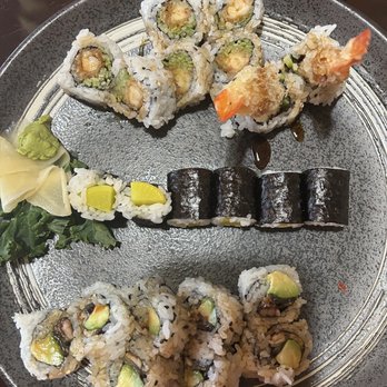 Sake House - 3 roll lunch, oshinko, eel, shrimp tempura - Sushi Bars Near Me - Raleigh, North Carolina Sake House - 3 roll lunch, oshinko, eel, shrimp tempura - Sushi Bars Near Me - Raleigh, North Carolina