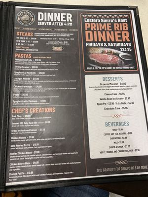 Menu photo 2 Wanaaha Casino Bishop, CA