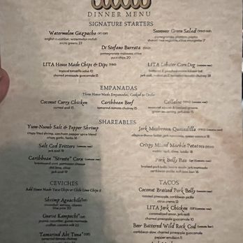 LITA - Dinner menu 1/2 - Caribbean Near Me - Walnut Creek, California LITA - Dinner menu 1/2 - Caribbean Near Me - Walnut Creek, California
