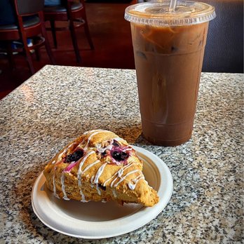 Dukes Bakery - Iced mocha and blueberry scone - Bakeries Near Me - Fall River, Massachusetts
