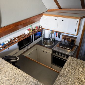The Island Hook - The galley is equipped with a coffee maker, microwave, stove, plates, cups, and all utensils. Also available is a BBQ and griddle - Fishing Near Me - Long Beach, California The Island Hook - The galley is equipped with a coffee maker, microwave, stove, plates, cups, and all utensils. Also available is a BBQ and griddle - Fishing Near Me - Long Beach, California