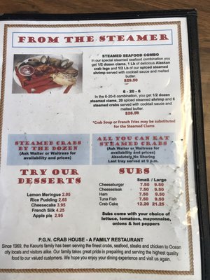 Menu photo 6 PGN Crab House Ocean City, MD