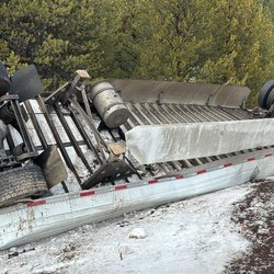 Bains Towing & Recovery - 53' Semi Trailer loaded on its Top