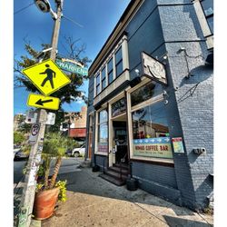 Outside Nomad World Pub . 1401 E Brady St, Milwaukee, WI . Dive/Sport Pub w/ Street Side Patio. Good Vibes. Cool!