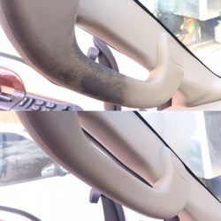 Sandia Mountain Auto Detailing - Before and after on this A pillar handle, I'm sure the owner will feel the difference next time he climbs in his truck.